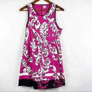 CROWN & IVY Hot Pink & White Sleeveless Dress in Size 12P